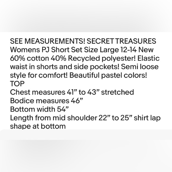 SECRET TREASURES Womens PJ Short Set Size Large 12-14 New - Picture 11 of 12
